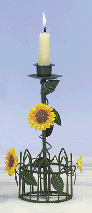 Wire Candleholder With Sunflowers