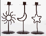 3PC SUN, MOON, STAR CANDLEHOLDER