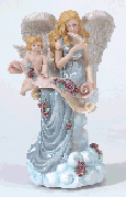 Musical Alabastrite Angel Writing On Scroll