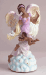 Musical Alabastrite Black Angel With Cherub & Dove
