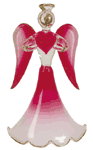 Glass Christmas Ornament Red Angel With Heart