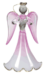 Glass Christmas Ornament Pink Angel With Rose