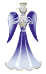 Glass Christmas Ornament Blue Angel With Heart