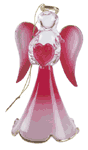 RED GLASS ANGEL HOLDING HEART