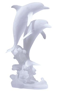 Frosted Sculpture - Dolphin Pair On Waves