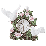 Porcelain Doves & Flowers Quartz Clock
