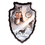 INDIAN WITH WOLVES CLOCK 