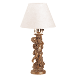 Alabastrite Antiqued Gold-Tone Cherub Lamp