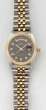 Man's Black Dial Watch With Metal Band