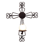 Wrought Iron Cross Candle Holder
