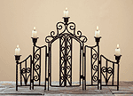 Wrought Iron Fence 5-Candle Holder