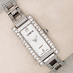 Ladys Rect. Rhinestone Watch